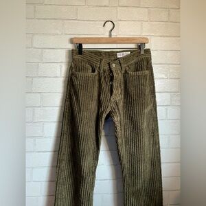 Gustin Men's #151 Monster Wale Corduroy Pants in Olive Green Size 30-31 Waist